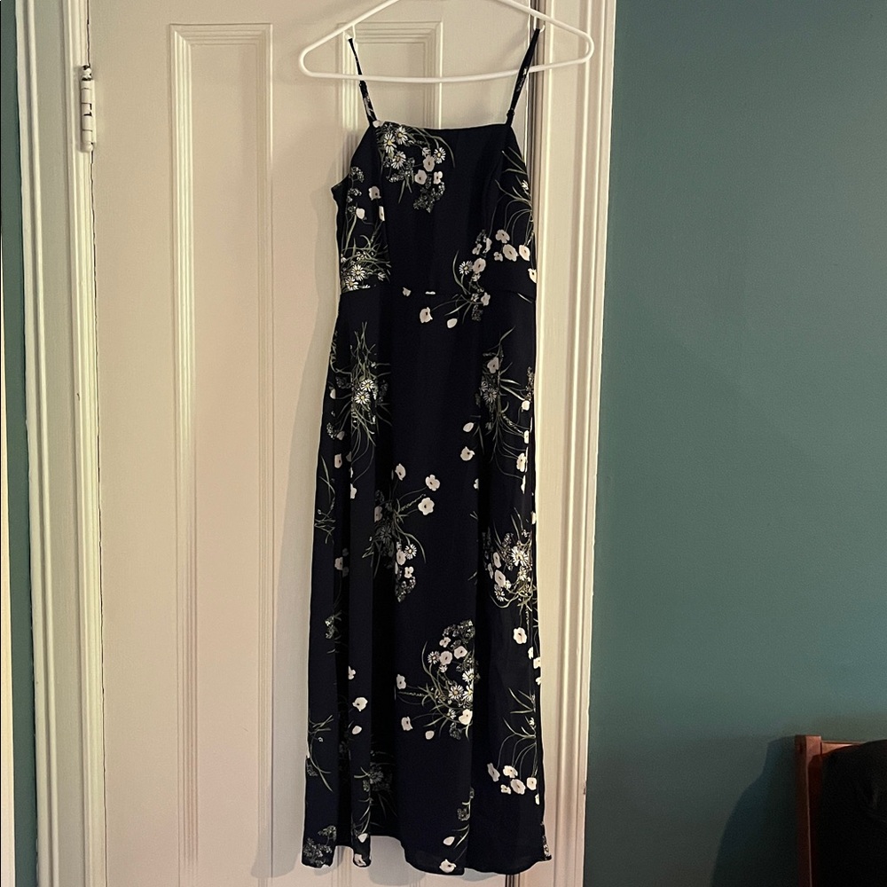 Navy Floral Spaghetti Strap Dress